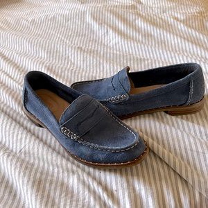 Sperry blue suede Penny loafers size 7.